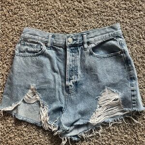 PacSun Light Blue High-Rise Distressed Denim Shorts